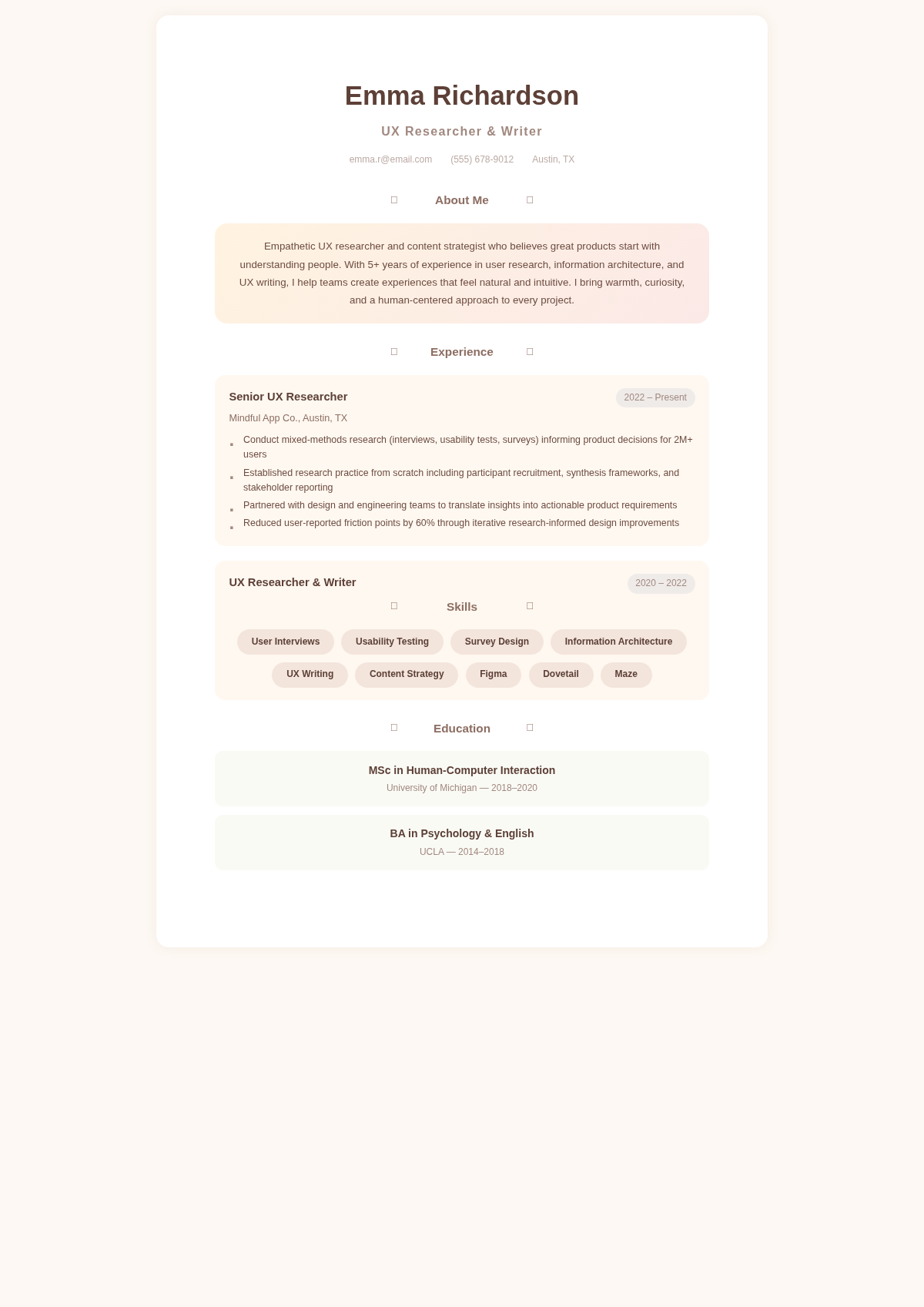 Soft organic simple resume